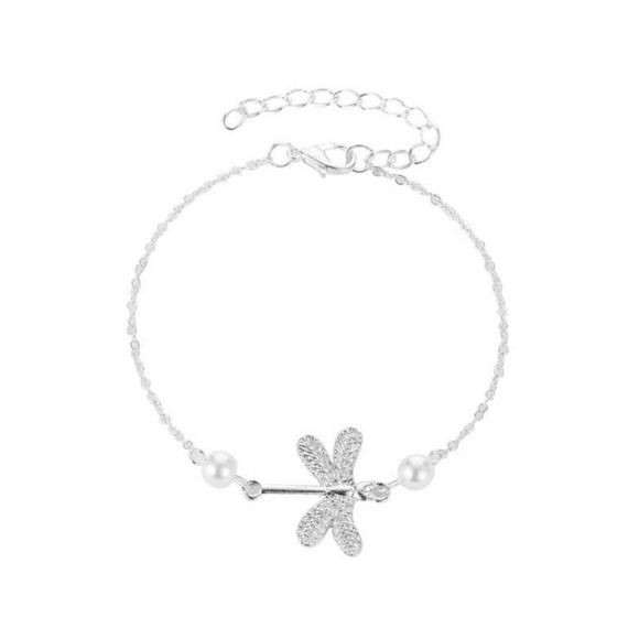 Dragonfly and Pearls Anklet Bracelet New - Picture 2 of 5